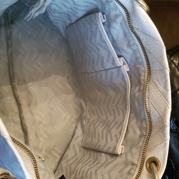 Via Spiga White Leather Bag with Gold Studs - Picture 6 of 9